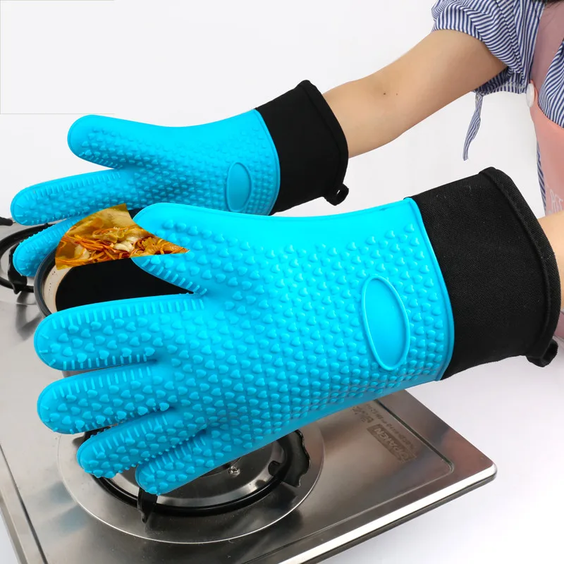 

2pcs Food Grade Heat Resistant Silicone Kitchen Barbecue Oven Glove Cooking BBQ Grill Glove Oven Mitt Baking Glove