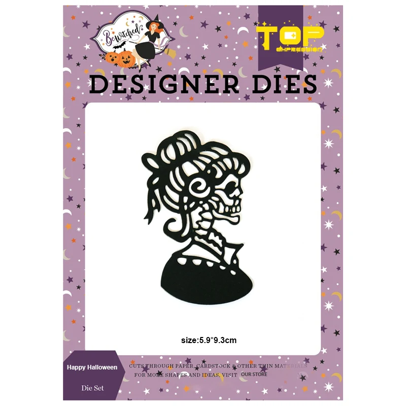 

Victorian Woman Dies Happy Halloween Metal Cutting Dies Scrapbooking Oval Frame Skeleton Craft Die Cut Create Stamps and Dies