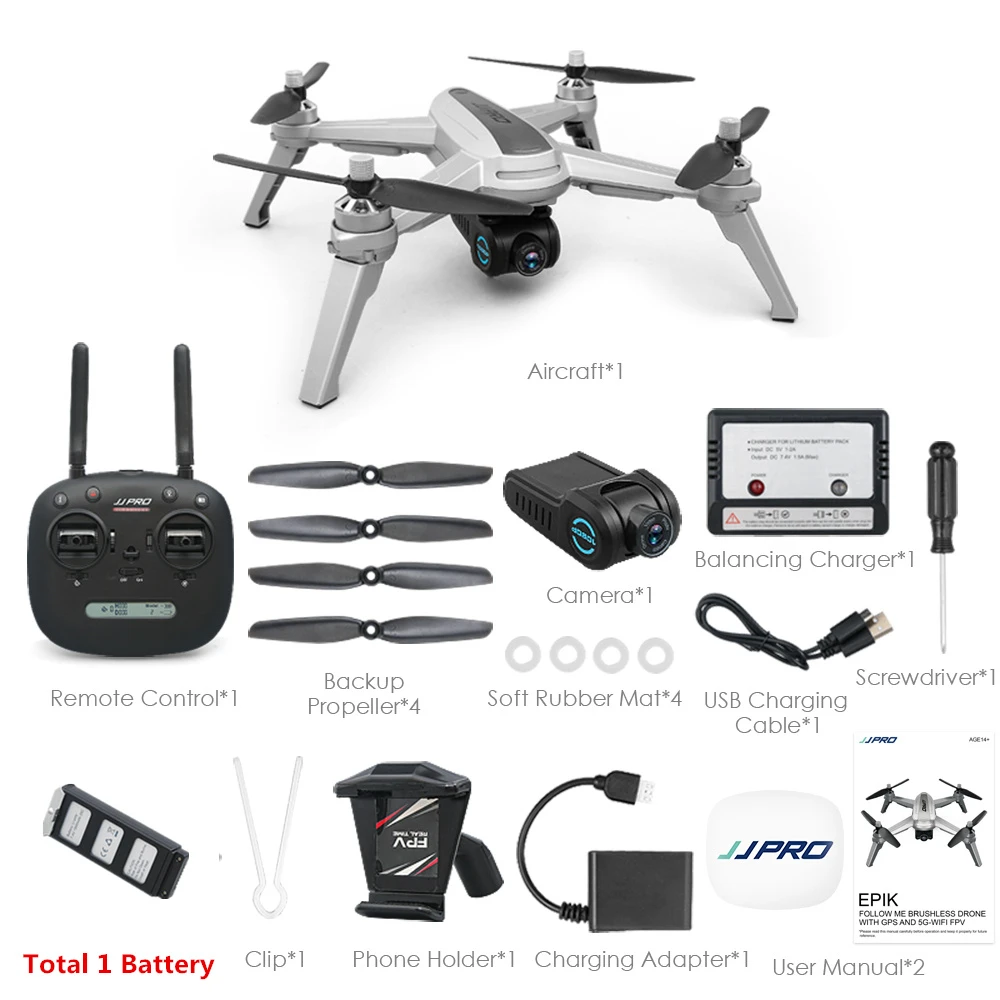 JJRC JJPRO X5 5G RC gps позиционирование дрона с 1080P камерой высота удержания точки интересного следования бесщеточный Дрон RC игрушка - Цвет: 1 Battery