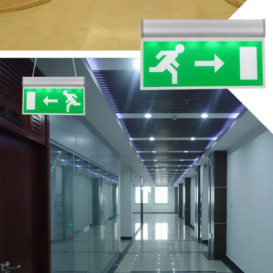 LED Emergency Exit Light Acrylic LED Emergency Exit Lighting Sign Safety Evacuation Indicator Light 110-220V