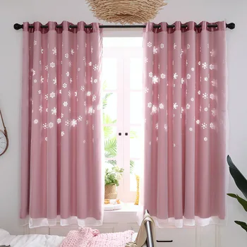 

Snowflake Lou Kong Kuan pink Curtain Amazon Ready-made Curtain Retail Wholesale Agent