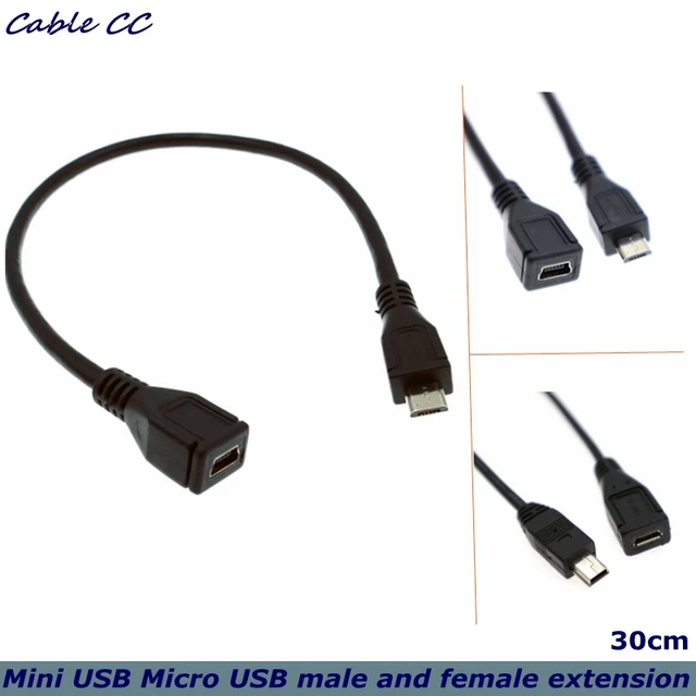 Micro USB Female to Mini USB Male Plug Adapter Connector Cable