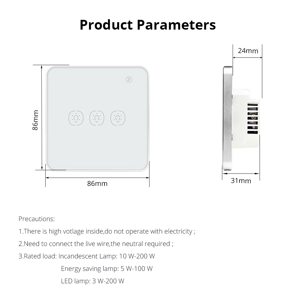 Interruptor de Luz com Moldura de Alumínio Interruptor de Toque Zemismart Tuya Zigbee Vidro Alexa Eco Google Assistente Casa Controle - Image 2