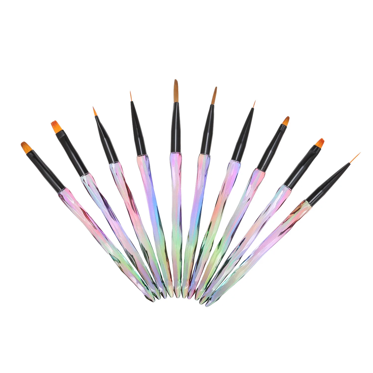 10pcs Nail Art Brush Kit Nail Art Tips UV Gel Nail Builder Brush Painting Drawing Pen Brush for Nail Art Design Manicure Tools