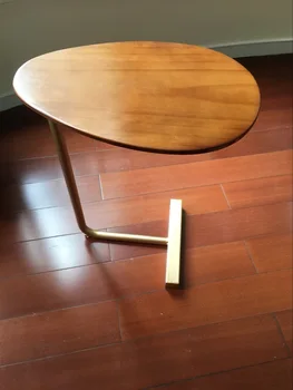 

Creative oval small side table mobile wrought iron wood sofa corner coffee lazy bedside reading simple