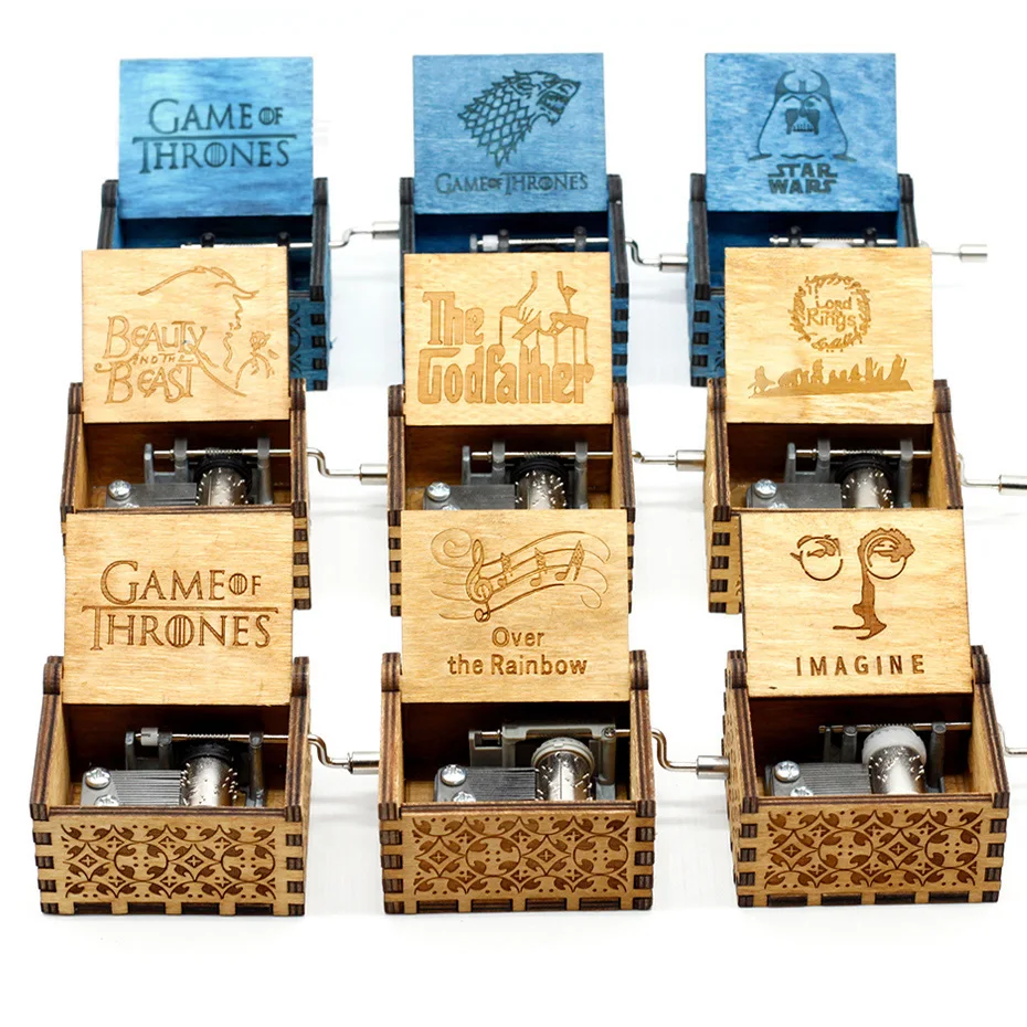 

Wholesale Wooden Hand Crank Music Box Christmas Gift Birthday Gift Party Casket Anonymity Decoration
