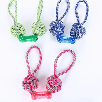 

51CM Braided Dog Cotton Rope Toy Rubber Tooth Cleaning Chew Toys Pet Palying Ball Toy For Small Medium Large Dogs Pet Supplies