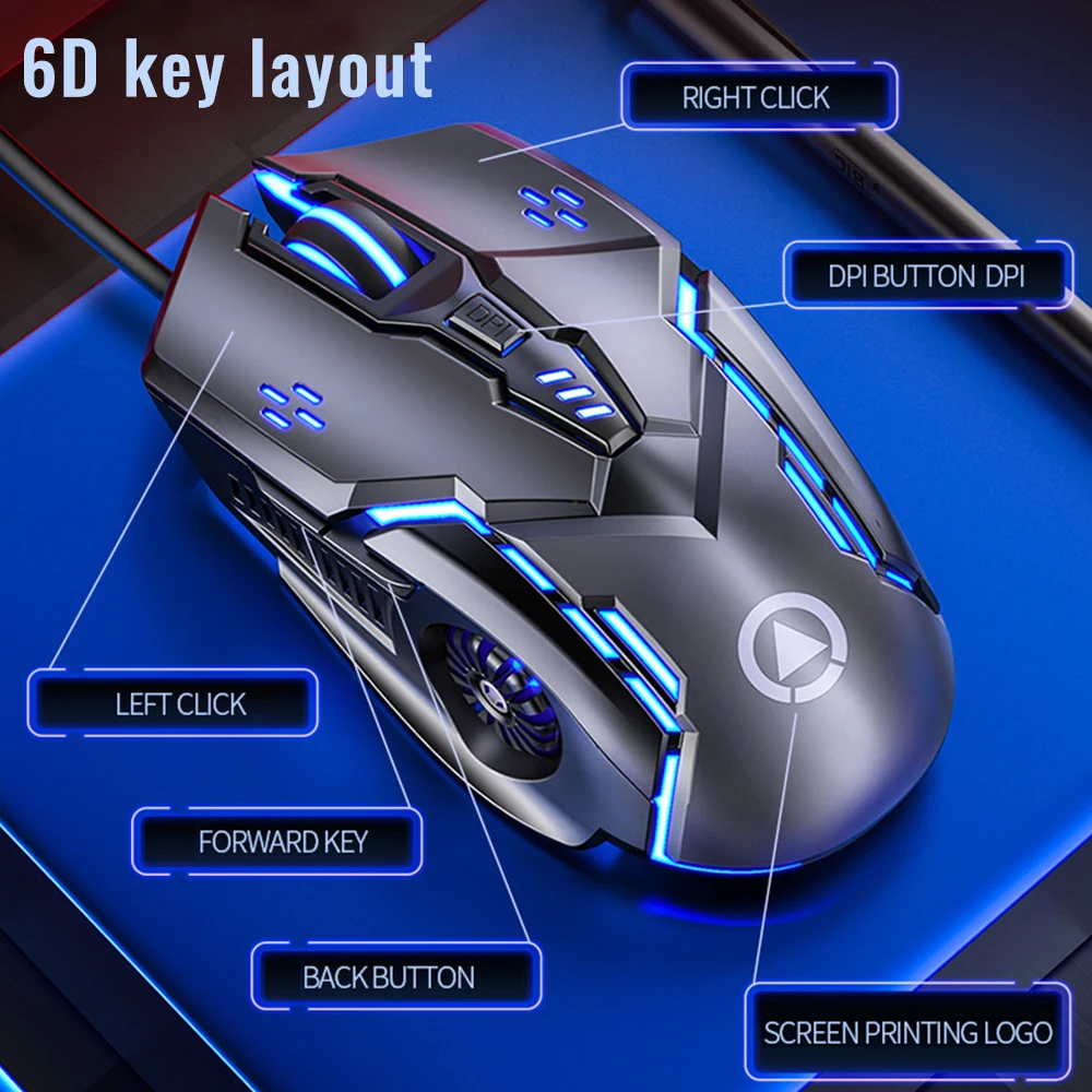 

Wired Gaming Mouse 6 Buttons RGB LED USB Computer Mouse Gamer Mice Silent Mouse With Backlight For Computer PC Laptop Gaming