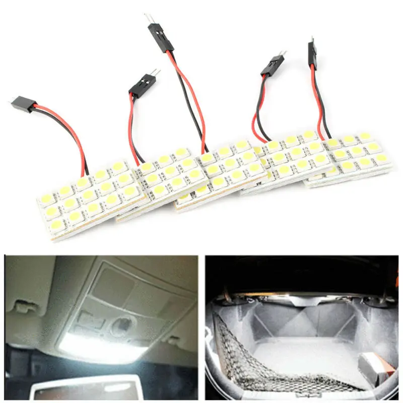

5pcs Car Interior 5050 LED White Light SMD Lamp Panel T10 Festoon Dome BA9S 12V 15-SMD LED Light Panel