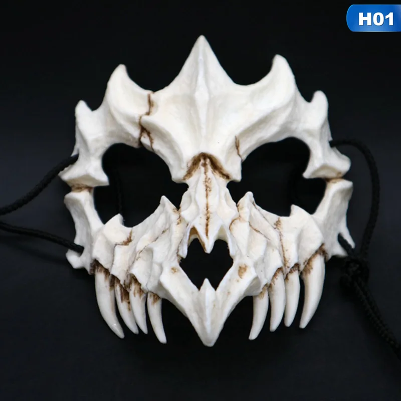 Японская Маска ужасов Хэллоуин Бог дракона Тигр тенгу моли из резины для косплея череп страшные маски маскарадные реквизиты для вечеринки - Цвет: 01