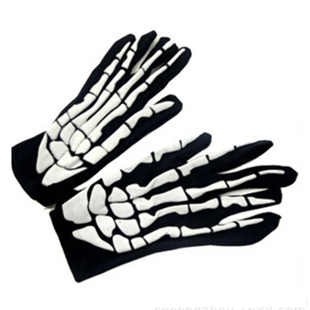 Перчатки для Хэллоуина, женские, мужские, с принтом черепа, коготь, кости, с принтом, женские, мужские, модные, скелет, готические, гоночные, полные перчатки, несексуальные перчатки