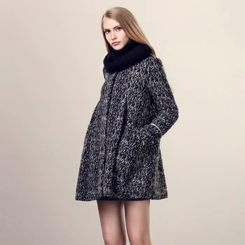 

2019 New Korean version Autumn Winter Vintage Plus size Loose Woolen Coat Harajuku Plaid Blends Woolen Jacket Female cc1226