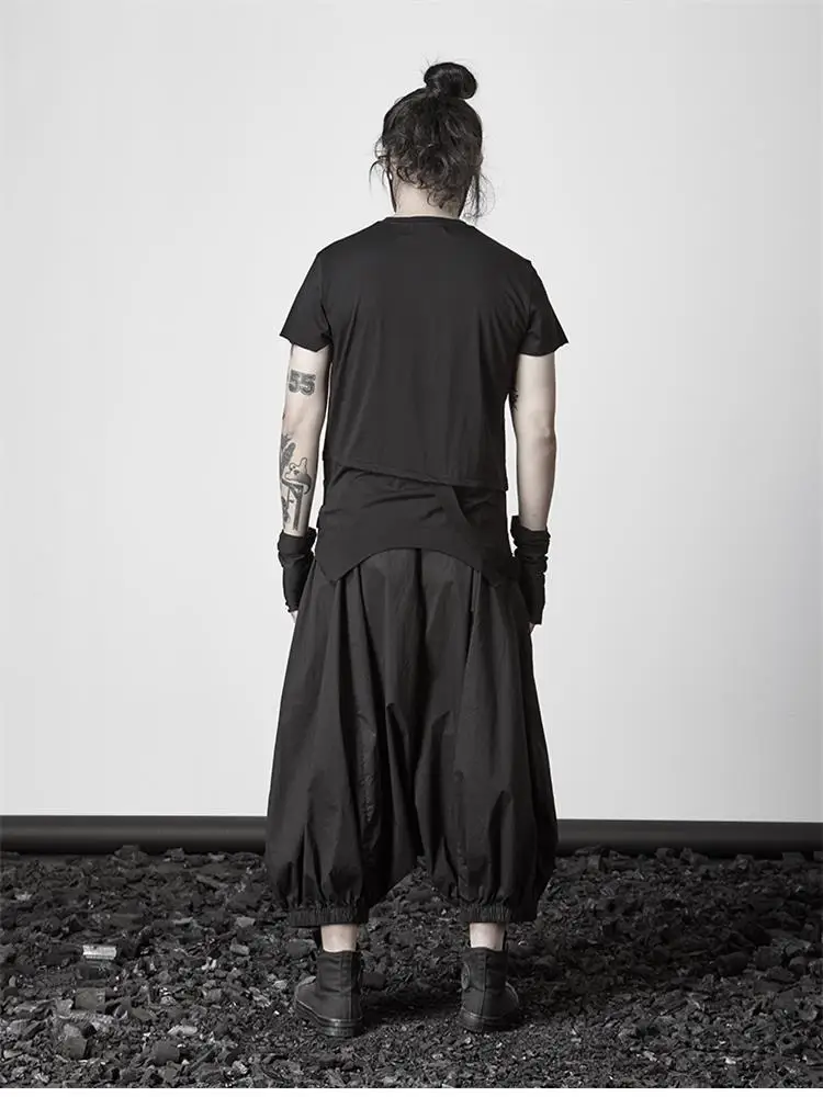 Men's Hanging Crotch Pants New Dark Men's Culottes Japanese Personality Loose Large Size Nine Minutes Knickerbockers