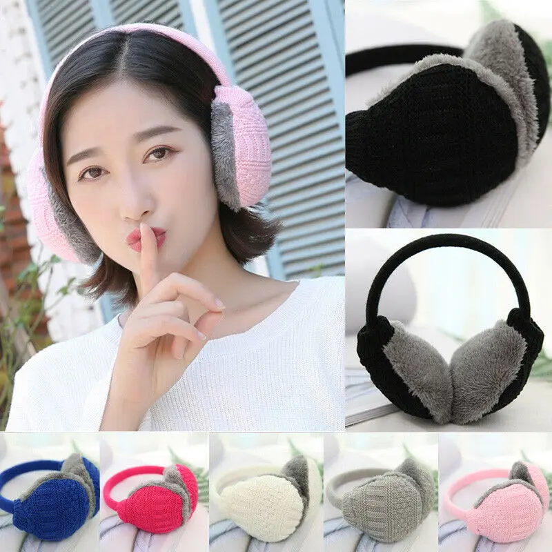 

Unisex Women Men Winter Warm Ear Cover Knitted Furry Earmuffs Removable Washable Ear Protectors Ear Protectors Accessories