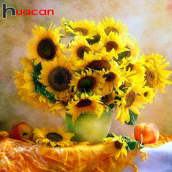 

Huacan New 5D Diamond Painting Sunflower Full Square DIY Diamond Embroidery Floral Art Decorations Home