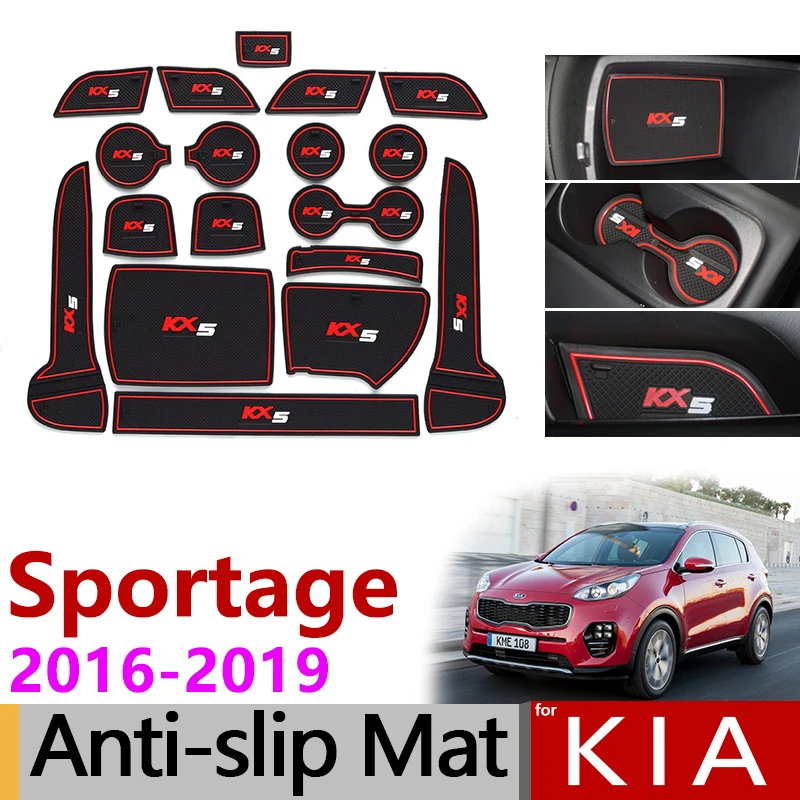 Cena Antypoślizgowe gumowe maty do schowków mata podkładki pod kubek dla KIA Sportage 2016 2017 2018 2019 QL 4th Gen MK4 KX5 akcesoria naklejki Car Styling