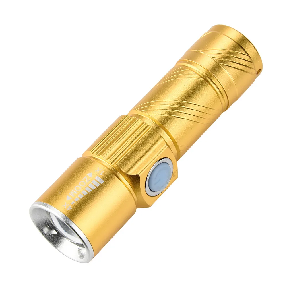 Светодиодный фонарик для велосипеда, водонепроницаемый+ держатель, Профессиональный USB Перезаряжаемый, 3 режима, светодиодный, для ночного велоспорта# BL3 - Цвет: Gold