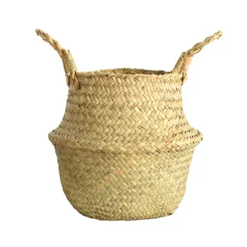 

Nordic Seaweed Woven Flower Basket Flower Pot Folding Storage Basket Dirty Clothes Basket Multifunctional