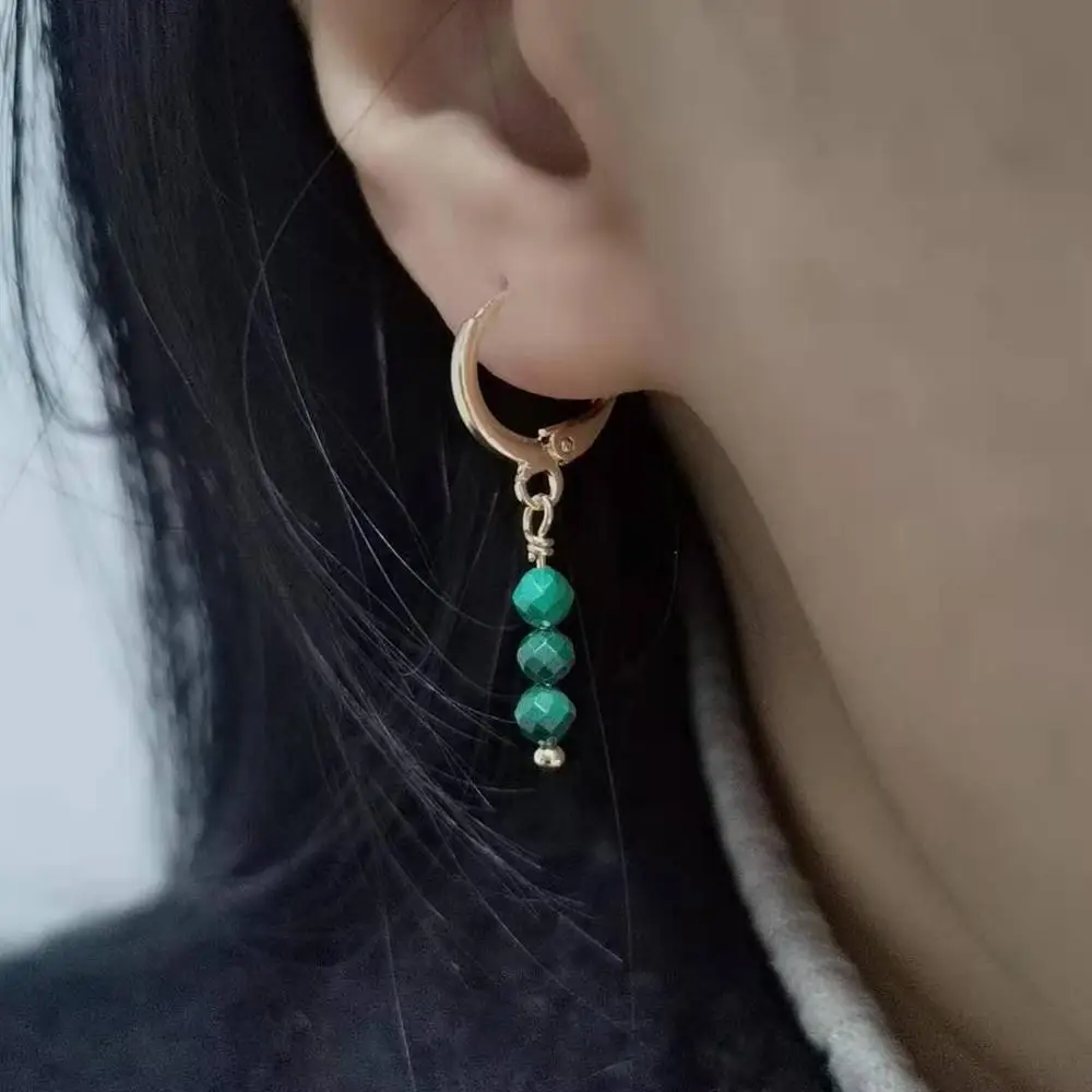 

Faceted Malachite Bar Earrings Gemstones Simple Delicate Charms Gold Fine Jewelry Elegant Classic Earrings For Women Girl Gift