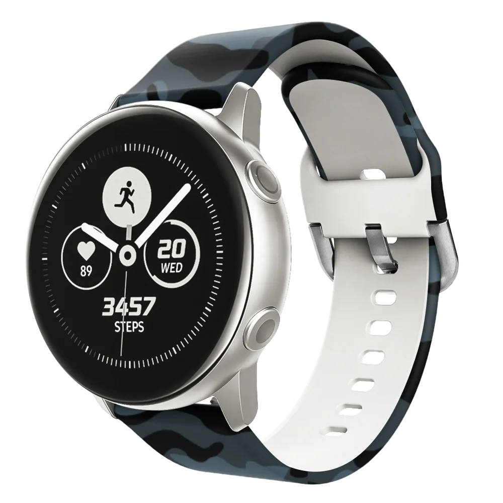 20 мм ремешок для часов с принтом для samsung Galaxy Watch Active 2 ТПУ резиновый сменный Браслет для Galaxy Watch Active - Цвет ремешка: Gray Camouflage