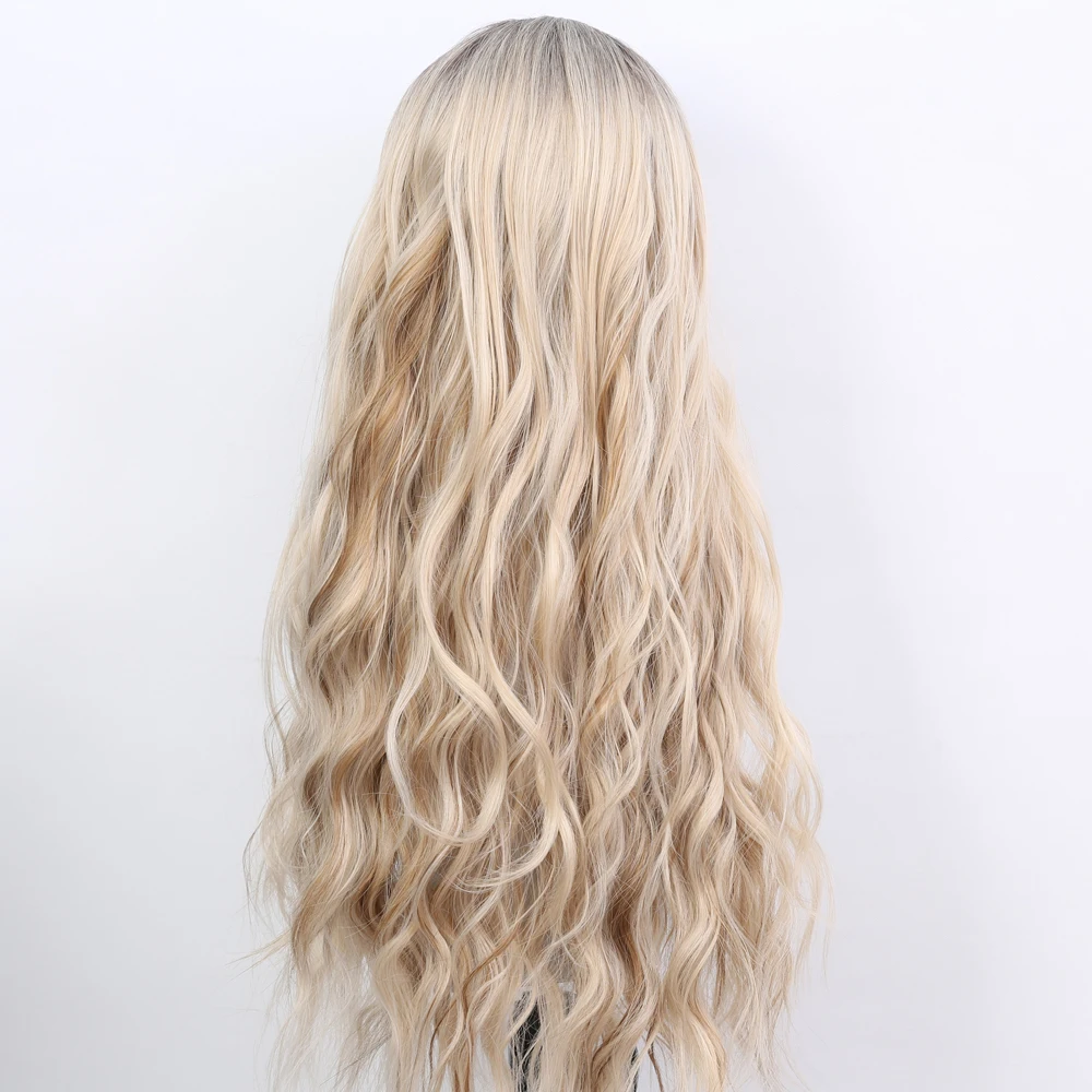 Sivir Synthetic Wigs For Women  Middle Part Ombre Blonde Long Wavy Hair Daily/Party Fiber Natural Hair Wig Heat Resistant