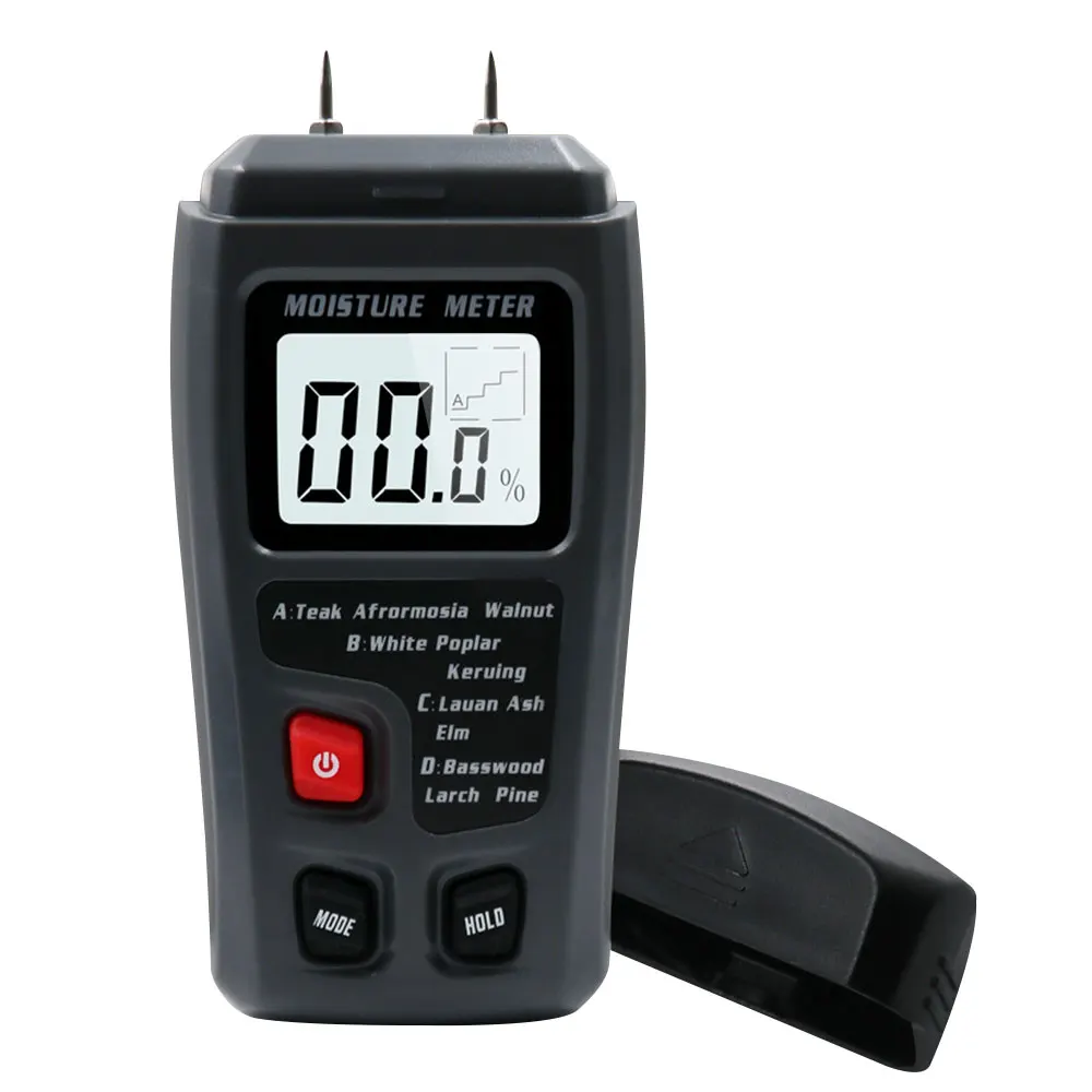 Grey Wooden Tester Humidity Measuring Instrument ABS LCD Instrumentation Moisture Meter Floor Wood Moisture Tester Durable