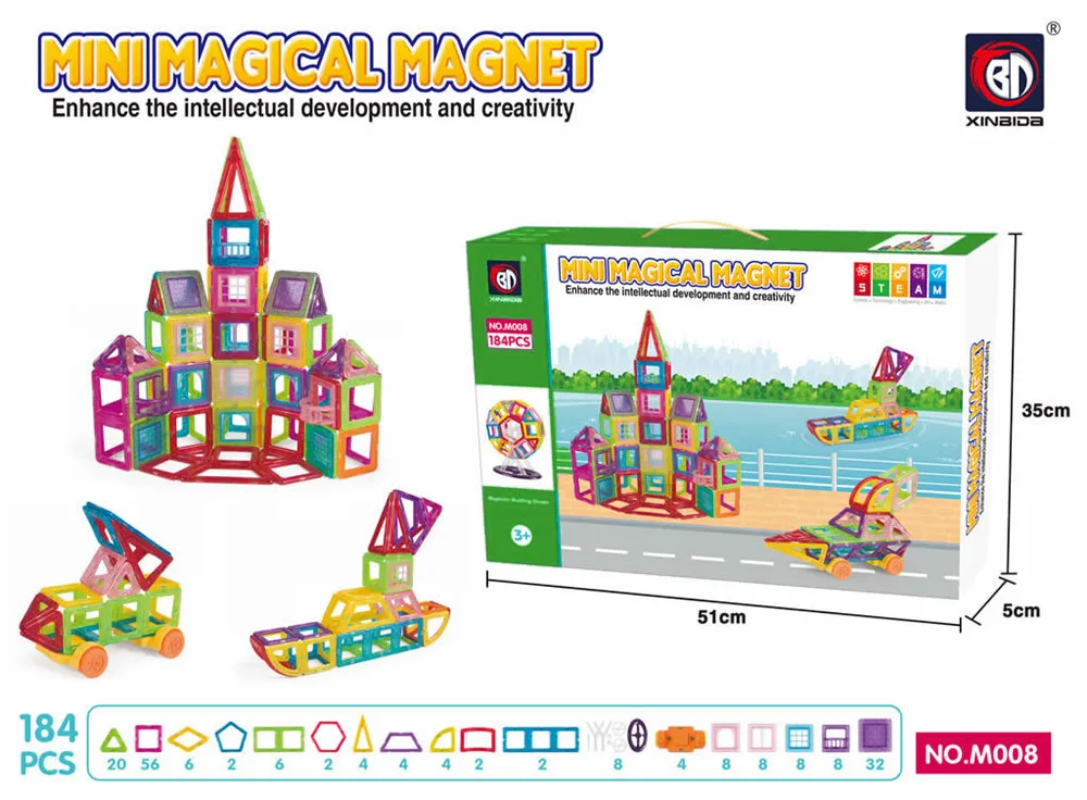 Мини размер прозрачные магические строительные 3D DIY магнитные плитки магнитные строительные блоки магнитные игрушечные плитки для детей - Цвет: 184pcs