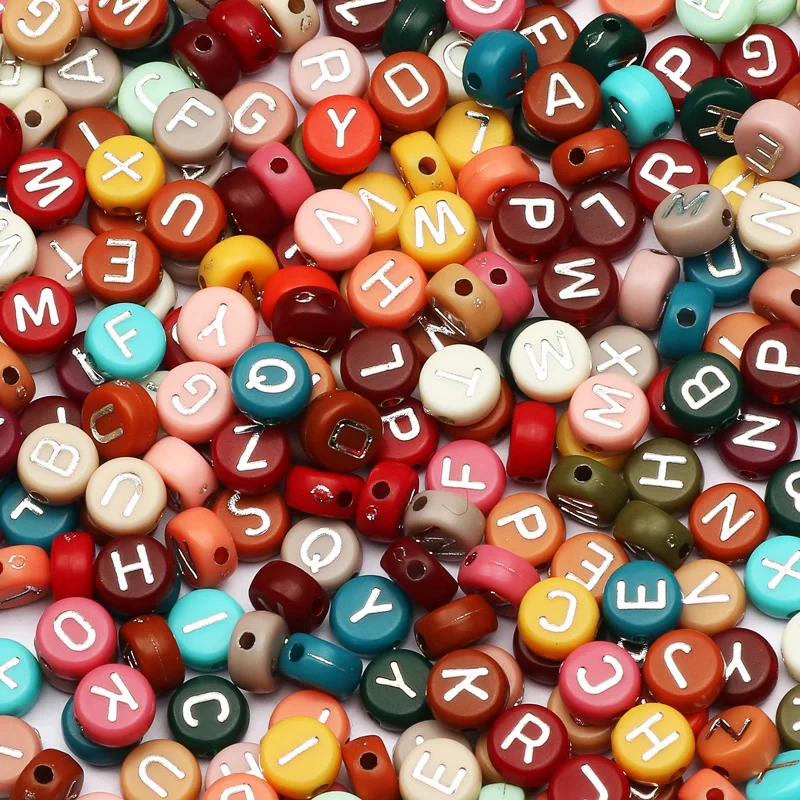 50pcs 5x10mm Mixed Acrylic Letter Beads Charms Loose Spacer Alphabet Beads  For Jewelry Making Diy Bracelet