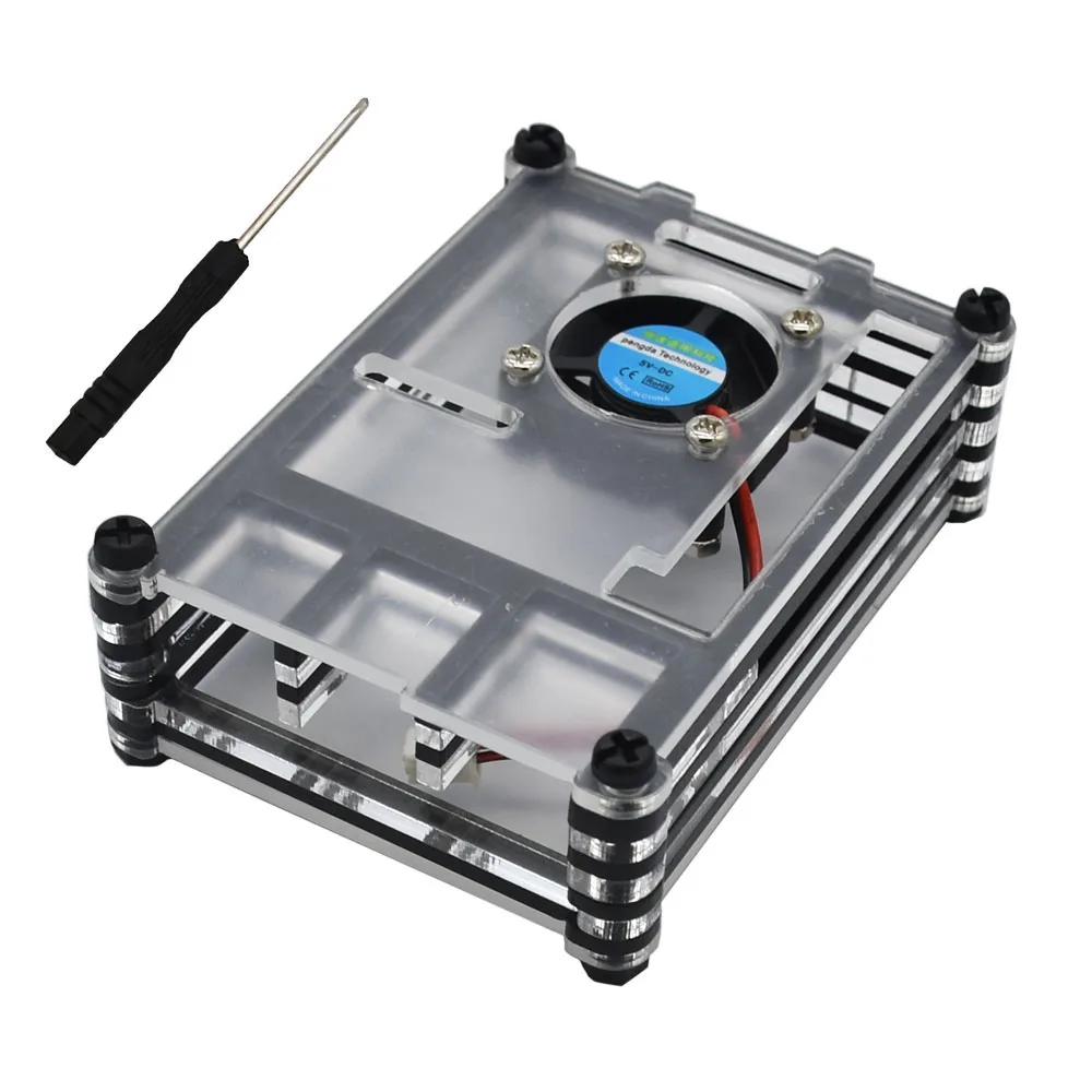 Для Raspberry Pi акриловый корпус с охлаждающим вентилятором и теплоотвод+ Мощность адаптер ЕС/большой размер США 9-ярус акриловый чехол для Raspberry Pi 4 модели B