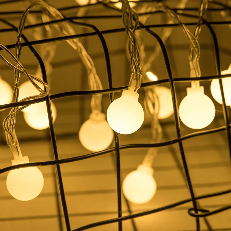 Рождественская Декоративная гирлянда лампа мигающий светильник светодиодный маленький круглый шар в помещении и на открытом воздухе