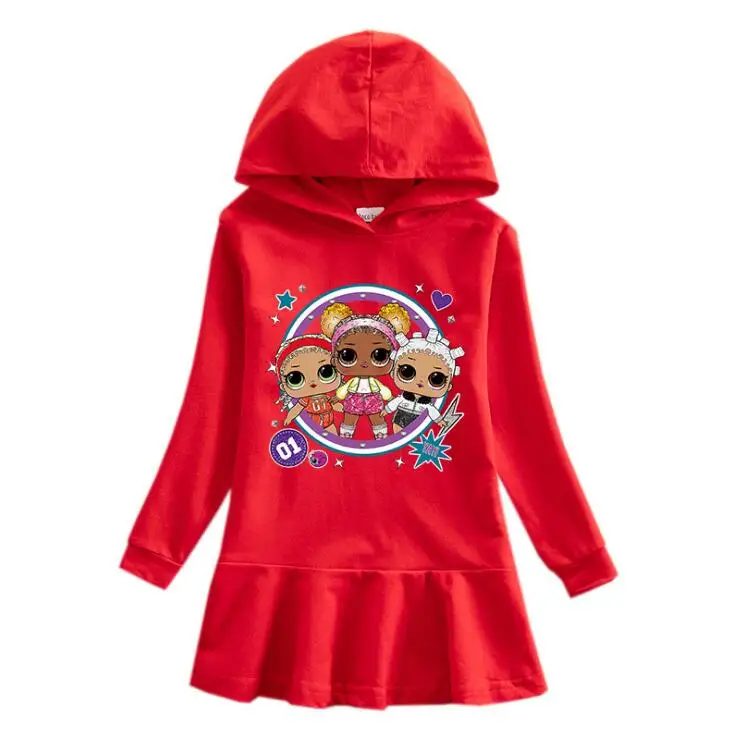 

L.O.L. SURPRISE! Cartoon Dress For Girls Fashion Princess Casual Clothes Girls Cartoon Hoodies Dress