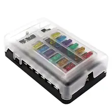 DC 32V Пластик крышка Держатель плавкого предохранителя M5 серьги-гвоздики светодиодный Предупреждение 12 Пути лезвия Блок теплостойкость и огнестойкость