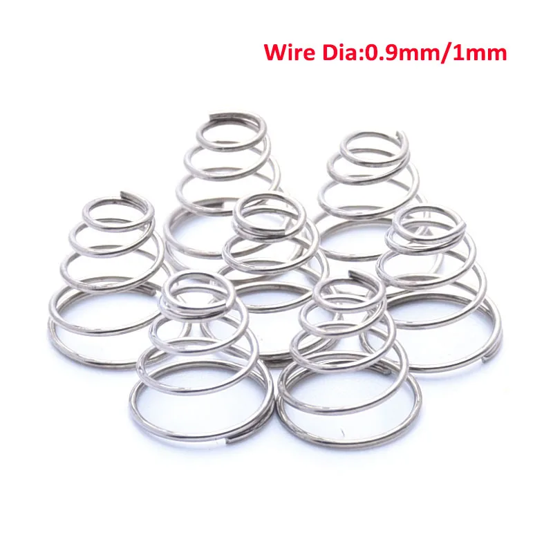 

2Pcs Tower Spring Wire Dia 0.9mm 1.0mm Conical Compression Springs 304 Stainless Steel Taper Pressure Spring