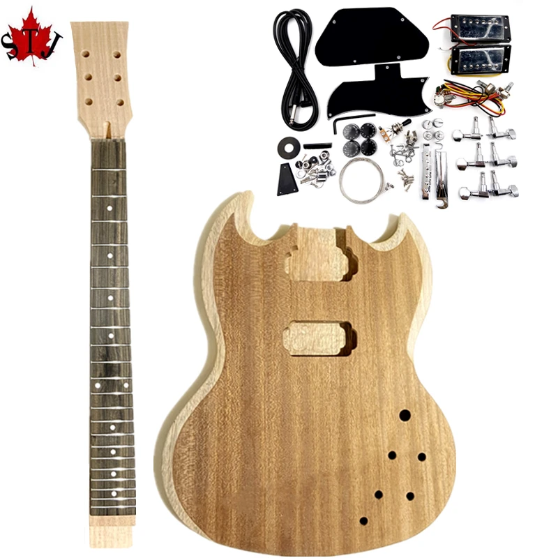 

Electric Guitar SG-400 2 Dual-coil Pickups Unfinished DIY Sapeli Body，semi-finished unassembled kits #12