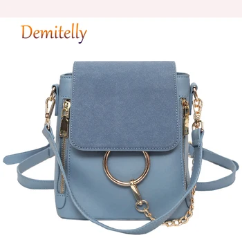 

Women's Mini Backpack Hardware Ring Chain Decoration Women's Backpack Luxury Design Female Campus Style Backpack Travel Bag