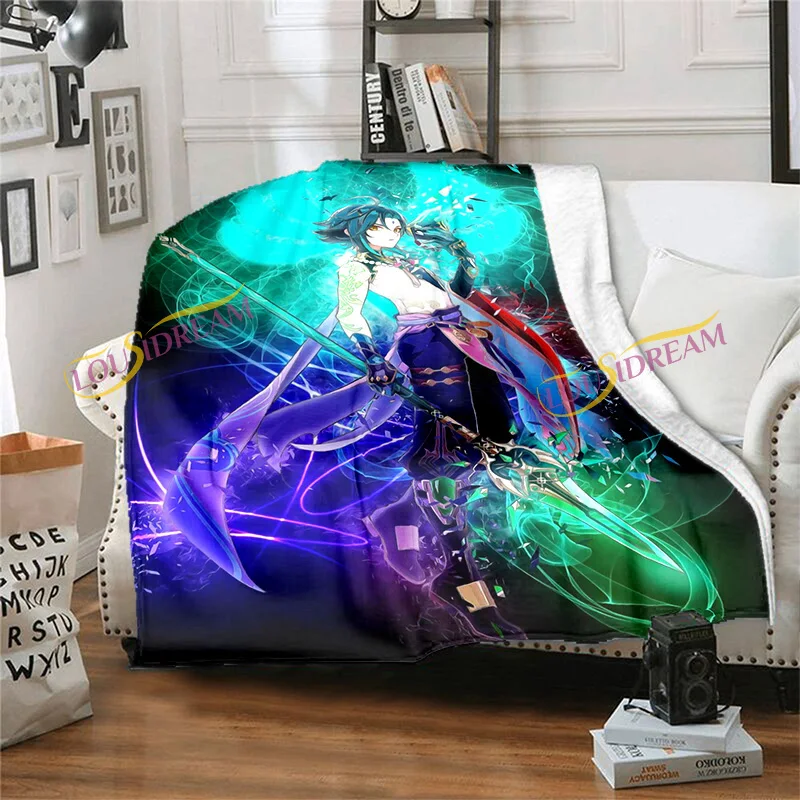 

Customized Genshin Impact Fashion Printing Pattern Flannel Blanket Unique Sofa Bed Blanket Cover Bedspread Quilt Gamer Blanket