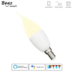 Boaz Smart E14 Свеча лампочка Wi-Fi дистанционное управление теплый белый Smartlife свет затемнения Alexa Echo Google Home IFTTT Tuya Smart