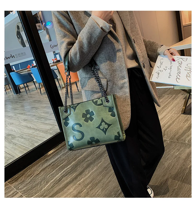 Новая Ретро сумка на плечо с цепочкой модная Большая вместительная сумка-мессенджер сумка через плечо с цветочным узором Louie Vuiton