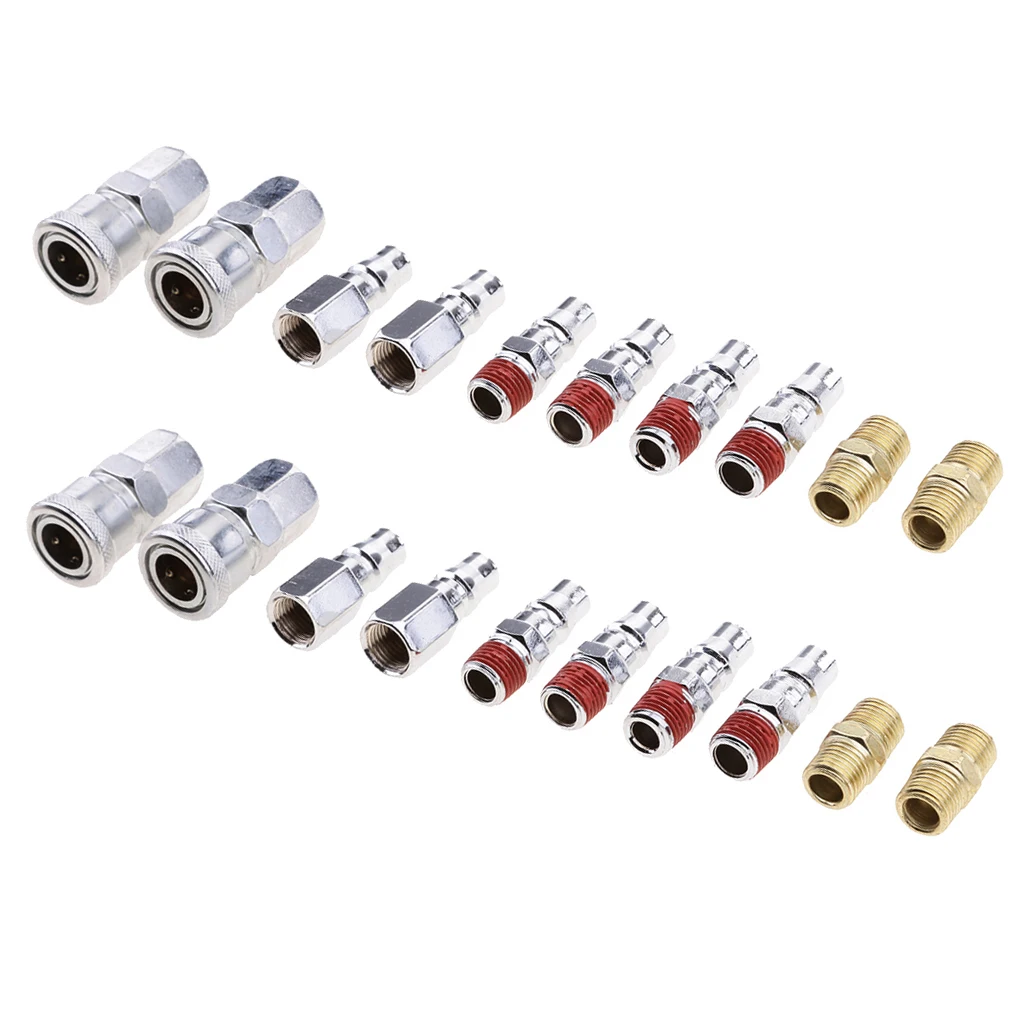 20 Pieces Air Compressor Line Hose Fittings Quick Release Connector 1/4 20 Pieces Air Compressor Line Hose Fittings Quick Release Connector 1/4