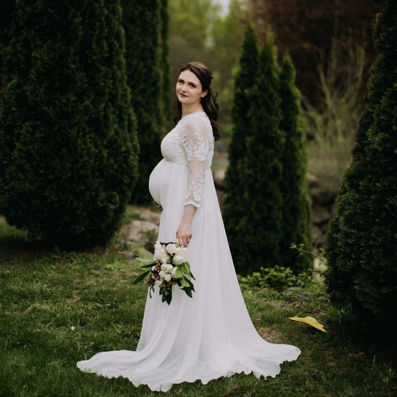 Eleganti Abi Di Maternà In Chiffon Il Servizio Fotografico: Abo Maxi Anteriore Diviso Da Spalla Da 66,95 € | DHgate