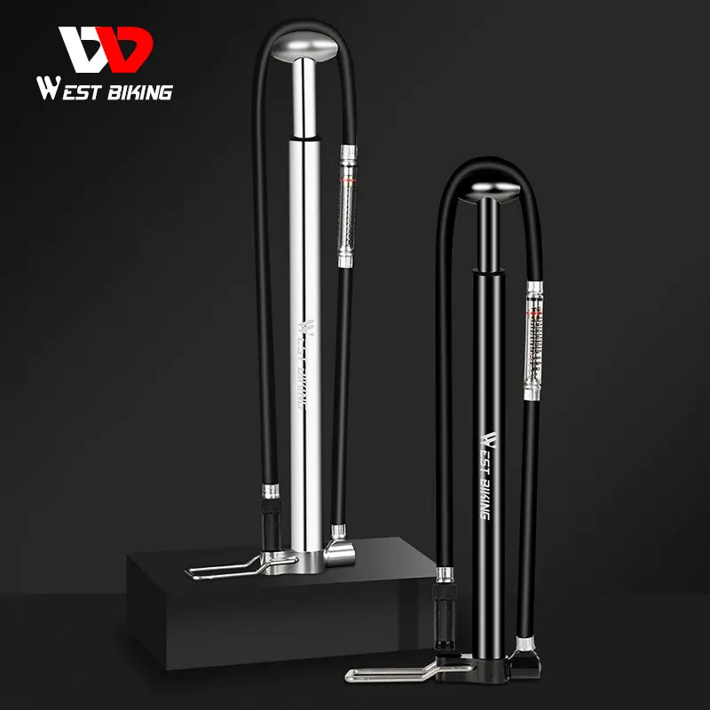 WEST BIKING 160PSI High Pressure Bicycle Pump Cycling Air Inflator MTB Bike Floor Pump With Pressure Gauge AV/FV Bike Tire Pump