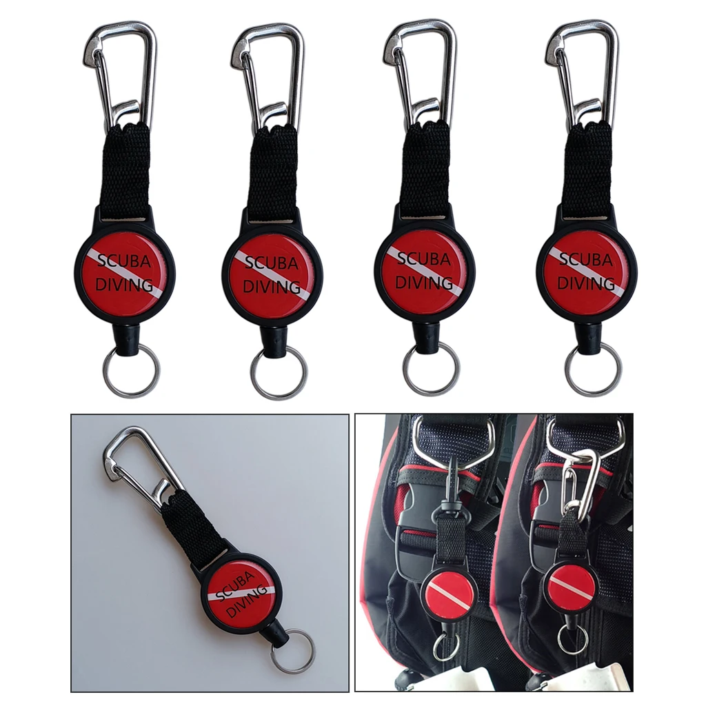 4xScubaDivingLanyardStainlessSteelNylonRetractorCamerasDive