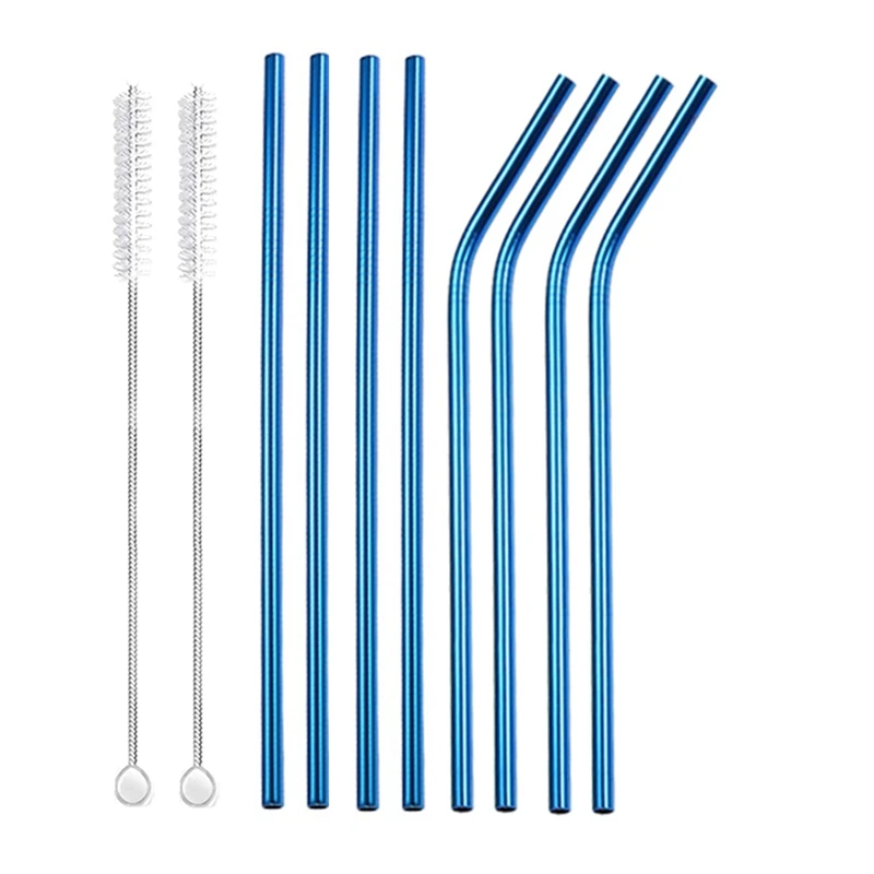 Eco-Friendly Reusable Stainless Steel Drinking Straws Set with Cleaner Brushes