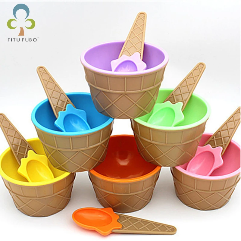 

Creative Candy Color Ice Cream Bowl With Spoon Children's Ice Cream Bowl Mini Ice Cream Cup Egg Tart Bowl LXX