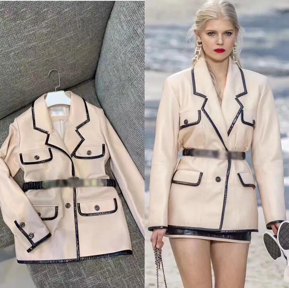 Женская куртка из натуральной кожи 2019 осеннее пальто овчины короткие тонкие