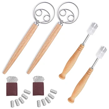 

Stainless Steel Danish Dough Whisk and Bread Lame with 10 Replacement Blades for Cake Dessert Bread Pastry, Pizza
