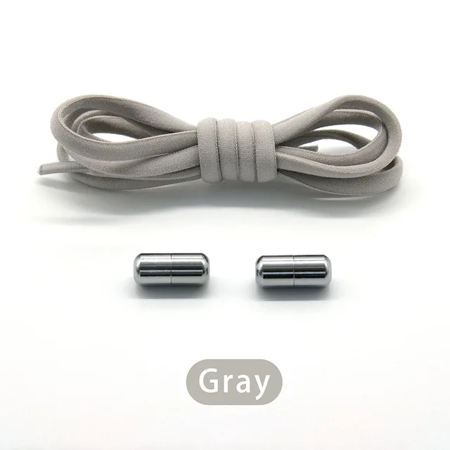 Elastic No Tie Shoelaces Semicircle Shoe Laces For Kids and Adult Shoelace for Sneakers Quick Lazy Metal Lock Laces Shoe Strings gray
