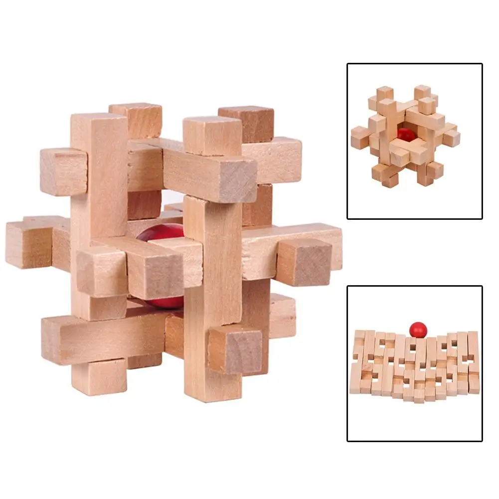 

Wooden Kong Ming Luban Lock Ball in Cage Puzzle Educational Toys Brain Teaser improve your divergent thinking and patience