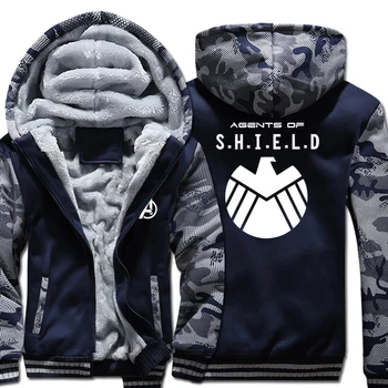 

New Winter Warm Agents of S.H.I.E.L.D. Hoodies Captain America Thor Hooded Coat Thick Zipper men cardigan Jacket Sweatshirt