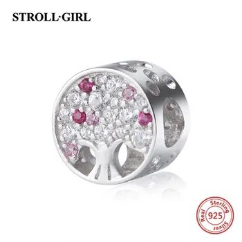 

New arrival the tree of life charms with Cubic Zircon 925 silver beads fit authentic European bracelet diy fashion jewelry gift
